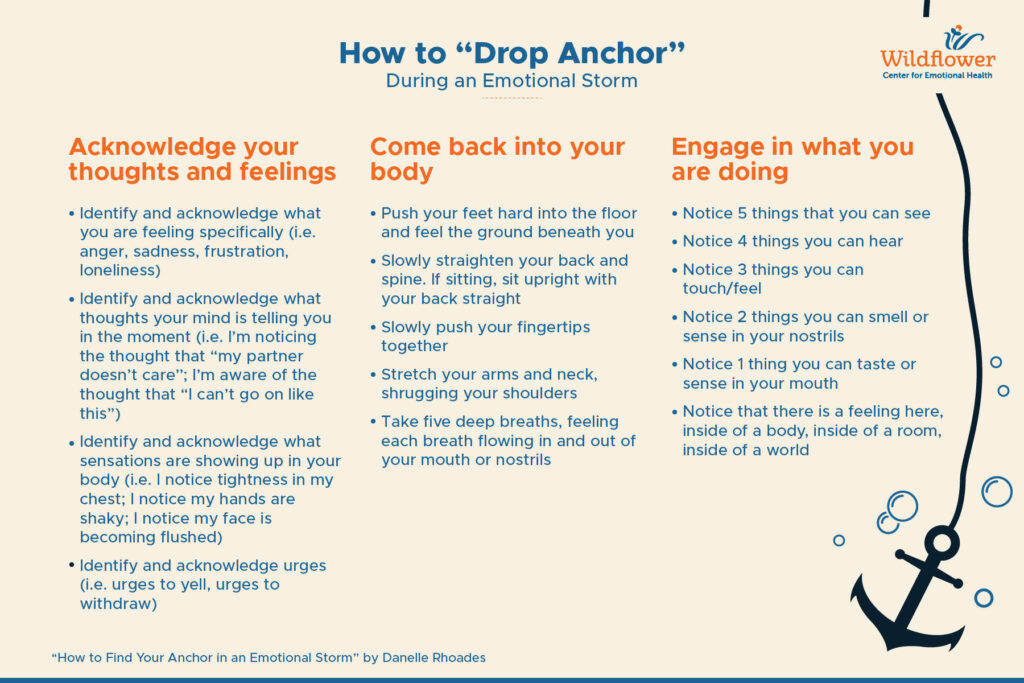 How to drop anchor during an emotional storm. Full graphic text below image.